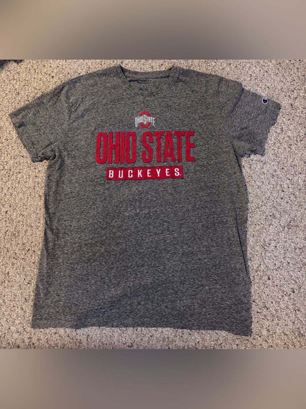 Champion Ohio State Gray & Red Short-Sleeve Tee
